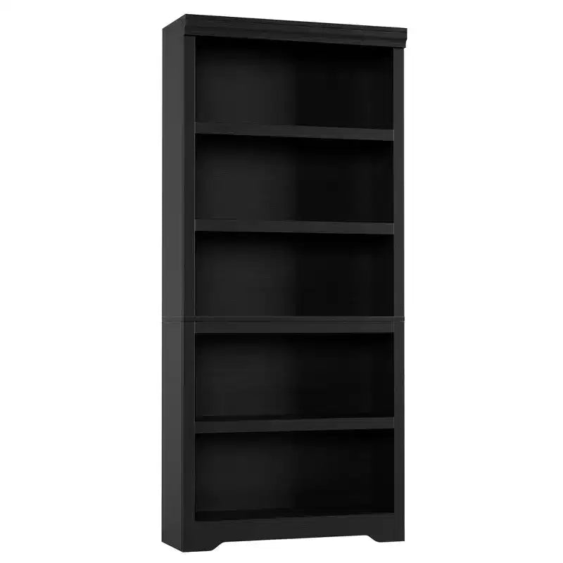 Libreria aperta a 5 ripiani, stile rustico, nera / marrone / grigia / bianca