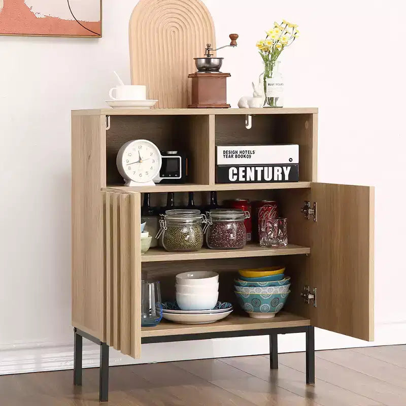 Credenza a 2 ante in rovere scanalato