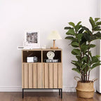 Credenza a 2 ante in rovere scanalato