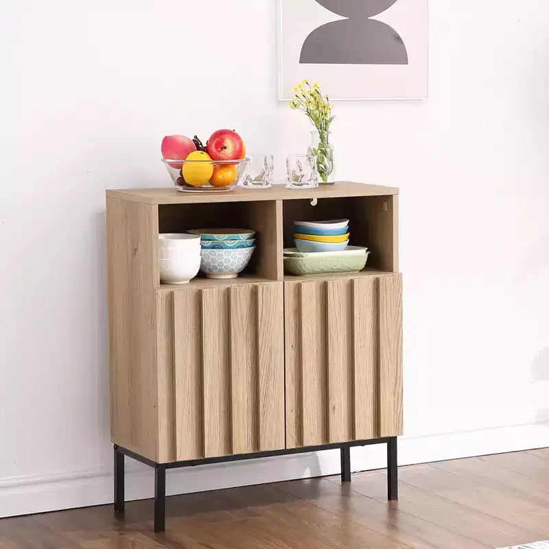 Credenza a 2 ante in rovere scanalato