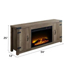Mobile TV con Camino Elettrico in Rovere Rustico con Contenitore a 2 Ante, Adatto fino a 50"