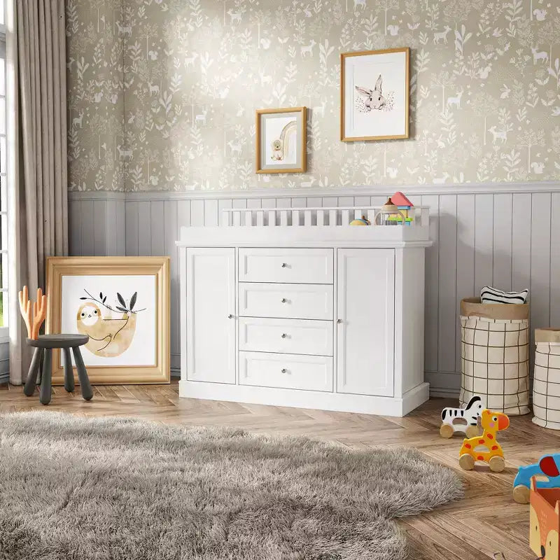 Fasciatoio a cassettiera bianco con cassetti e ante, stile Shaker, uso singolo