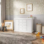 Fasciatoio a cassettiera bianco con cassetti e ante, stile Shaker, uso singolo