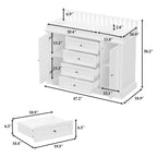 Fasciatoio a cassettiera bianco con cassetti e ante, stile Shaker, uso singolo