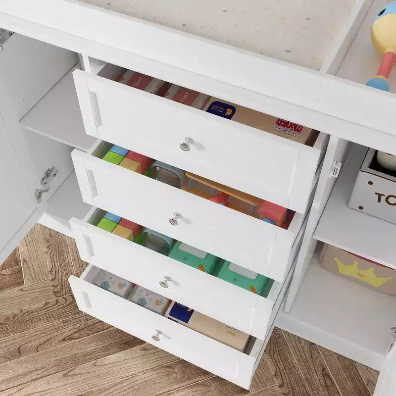 Fasciatoio a cassettiera bianco con cassetti e ante, stile Shaker, uso singolo