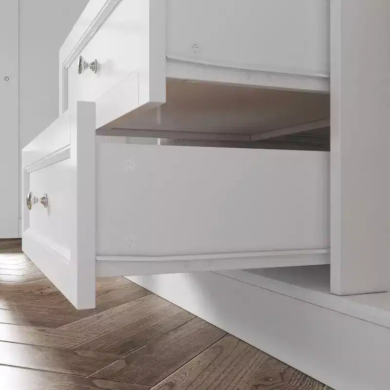 Fasciatoio a cassettiera bianco con cassetti e ante, stile Shaker, uso singolo