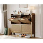 Acekool 47 Scarpiera in Rattan, 4 Cassetti a Ribalta, Organizzatore Stretto Bohemien per Ingresso