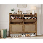 Acekool 47 Scarpiera in Rattan, 4 Cassetti a Ribalta, Organizzatore Stretto Bohemien per Ingresso