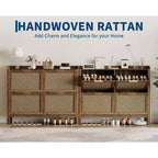 Acekool 47 Scarpiera in Rattan, 4 Cassetti a Ribalta, Organizzatore Stretto Bohemien per Ingresso