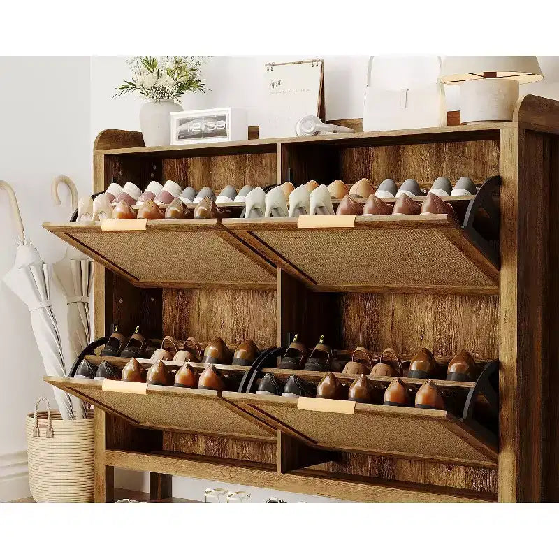 Acekool 47 Scarpiera in Rattan, 4 Cassetti a Ribalta, Organizzatore Stretto Bohemien per Ingresso