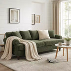 Divano a 3 posti moderno "Christopher Knight Home Hassan" 81,5 in ciniglia imbottita in legno con cuscini decorativi