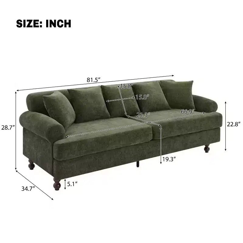 Divano a 3 posti moderno "Christopher Knight Home Hassan" 81,5 in ciniglia imbottita in legno con cuscini decorativi