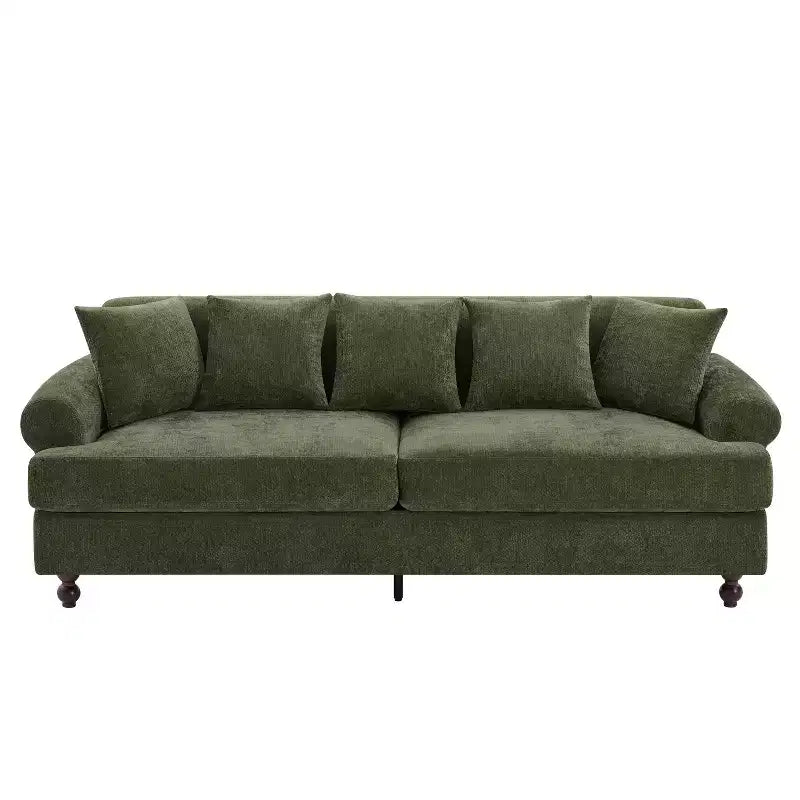 Divano a 3 posti moderno "Christopher Knight Home Hassan" 81,5 in ciniglia imbottita in legno con cuscini decorativi