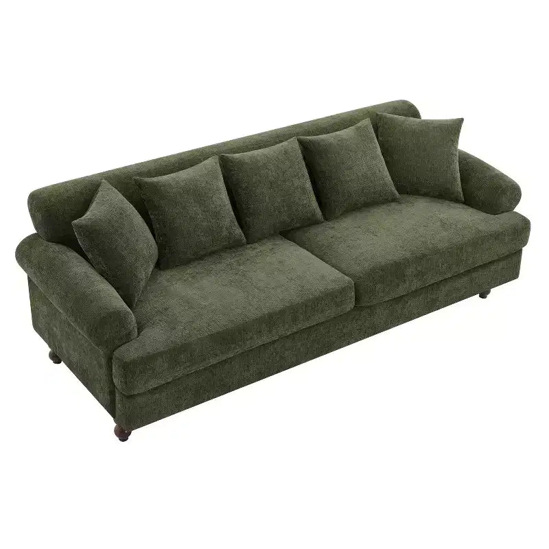 Divano a 3 posti moderno "Christopher Knight Home Hassan" 81,5 in ciniglia imbottita in legno con cuscini decorativi