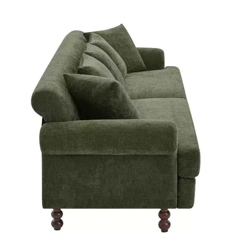 Divano a 3 posti moderno "Christopher Knight Home Hassan" 81,5 in ciniglia imbottita in legno con cuscini decorativi