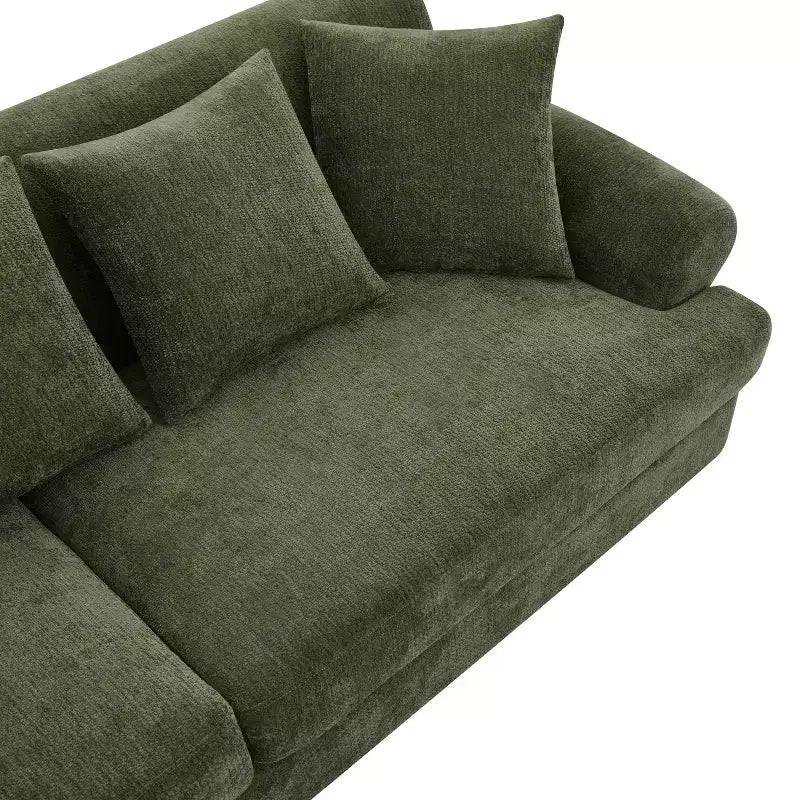 Divano a 3 posti moderno "Christopher Knight Home Hassan" 81,5 in ciniglia imbottita in legno con cuscini decorativi