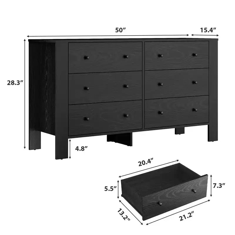 Comò a 6 cassetti per camera da letto, cassettiera doppia moderna con cassetti portaoggetti, cassettiere in legno per camera da letto, ingresso, corridoio, ufficio