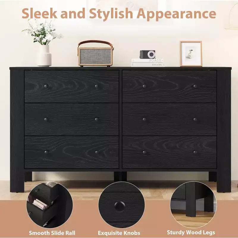 Comò a 6 cassetti per camera da letto, cassettiera doppia moderna con cassetti portaoggetti, cassettiere in legno per camera da letto, ingresso, corridoio, ufficio