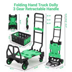 Carrello a mano pieghevole 2 in 1 con cesto pieghevole, carrello a mano pieghevole