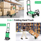 Carrello a mano pieghevole 2 in 1 con cesto pieghevole, carrello a mano pieghevole