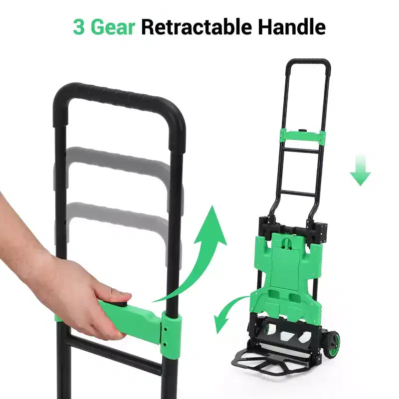 Carrello a mano pieghevole 2 in 1 con cesto pieghevole, carrello a mano pieghevole