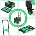 Carrello a mano pieghevole 2 in 1 con cesto pieghevole, carrello a mano pieghevole