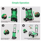 Carrello a mano pieghevole 2 in 1 con cesto pieghevole, carrello a mano pieghevole