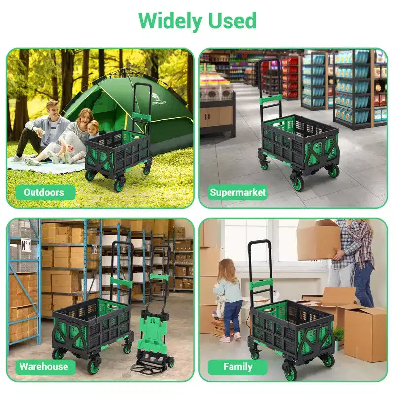 Carrello a mano pieghevole 2 in 1 con cesto pieghevole, carrello a mano pieghevole
