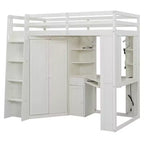 Letto a soppalco Luxystar Twin Size tutto-in-uno con armadio integrato, scrivania, mensole, vassoio estraibile per tastiera e faretto