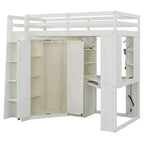 Letto a soppalco Luxystar Twin Size tutto-in-uno con armadio integrato, scrivania, mensole, vassoio estraibile per tastiera e faretto
