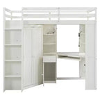 Letto a soppalco Luxystar Twin Size tutto-in-uno con armadio integrato, scrivania, mensole, vassoio estraibile per tastiera e faretto