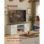 VASAGLE Mobile TV in Stile Rustico per Televisori fino a 80 Pollici, Centro Intrattenimento con Armadietti, Tavolo Consolle per Media, Bianco Rustico e Marrone Miele