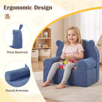 Costway Divano Orsetto per Bambini, Divano in Schiuma per Bambini con Morbida Fodera in Tessuto Pile Marrone/Grigio/Blu scuro/Rosa