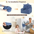 Costway Divano Orsetto per Bambini, Divano in Schiuma per Bambini con Morbida Fodera in Tessuto Pile Marrone/Grigio/Blu scuro/Rosa