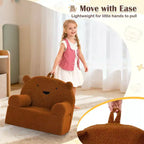 Costway Divano Orsetto per Bambini, Divano in Schiuma per Bambini con Morbida Fodera in Tessuto Pile Marrone/Grigio/Blu scuro/Rosa