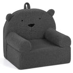 Costway Divano Orsetto per Bambini, Divano in Schiuma per Bambini con Morbida Fodera in Tessuto Pile Marrone/Grigio/Blu scuro/Rosa