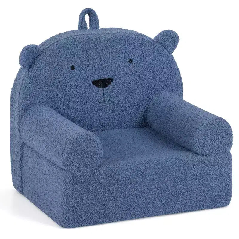 Costway Divano Orsetto per Bambini, Divano in Schiuma per Bambini con Morbida Fodera in Tessuto Pile Marrone/Grigio/Blu scuro/Rosa