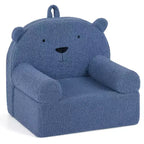 Costway Divano Orsetto per Bambini, Divano in Schiuma per Bambini con Morbida Fodera in Tessuto Pile Marrone/Grigio/Blu scuro/Rosa