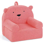 Costway Divano Orsetto per Bambini, Divano in Schiuma per Bambini con Morbida Fodera in Tessuto Pile Marrone/Grigio/Blu scuro/Rosa
