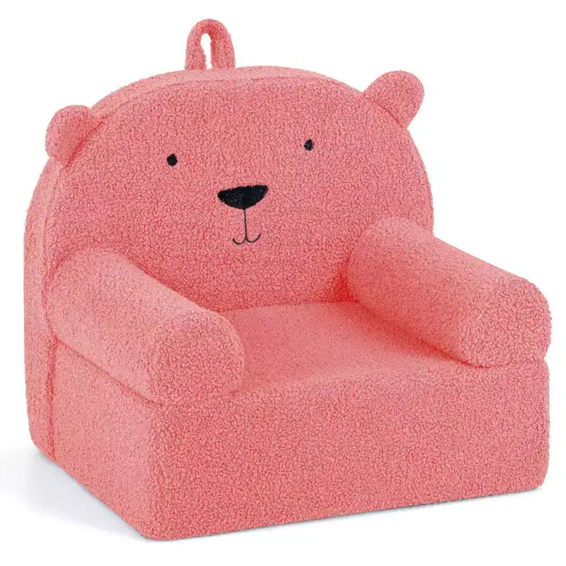 Costway Divano Orsetto per Bambini, Divano in Schiuma per Bambini con Morbida Fodera in Tessuto Pile Marrone/Grigio/Blu scuro/Rosa