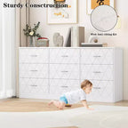 Cassettiera a 9 cassetti, cassettiera lunga per camera da letto, grande mobile contenitore moderno, organizer con cassetti in legno con maniglie in metallo, per camera da letto, soggiorno