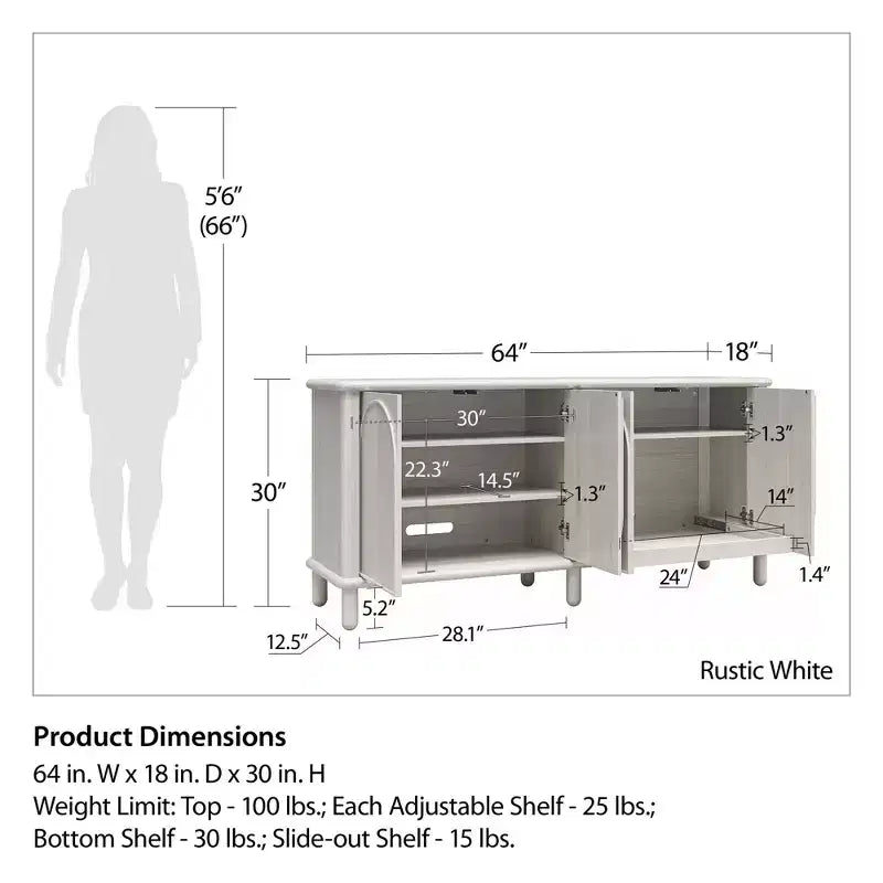 Mobile credenza in legno rustico Abigail di GDFStudio con ripiani regolabili