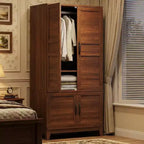 Armadio alto indipendente con 4 ante, ripiani regolabili, stile moderno, mobile contenitore per camera da letto, per casa, soggiorno