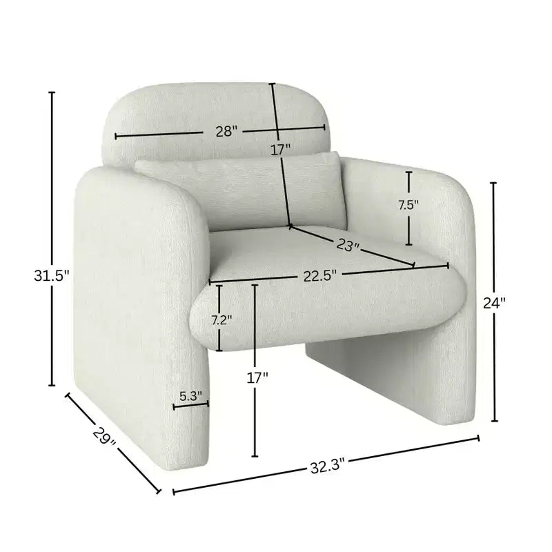 Poltrona a botte moderna Diane GDFStudio rivestita in ciniglia con cuscino