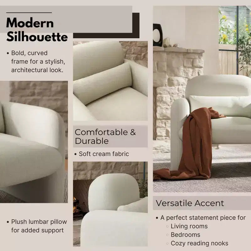 Poltrona a botte moderna Diane GDFStudio rivestita in ciniglia con cuscino